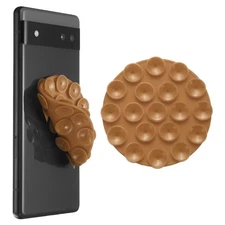 5 Pack Suction Phone Case, Round Double-Sided Suction Phone Grip, Brown