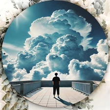 2D 2D Flat 7.87inch Round Aluminum Decorative Panel- Dream and Lonely Figure, We