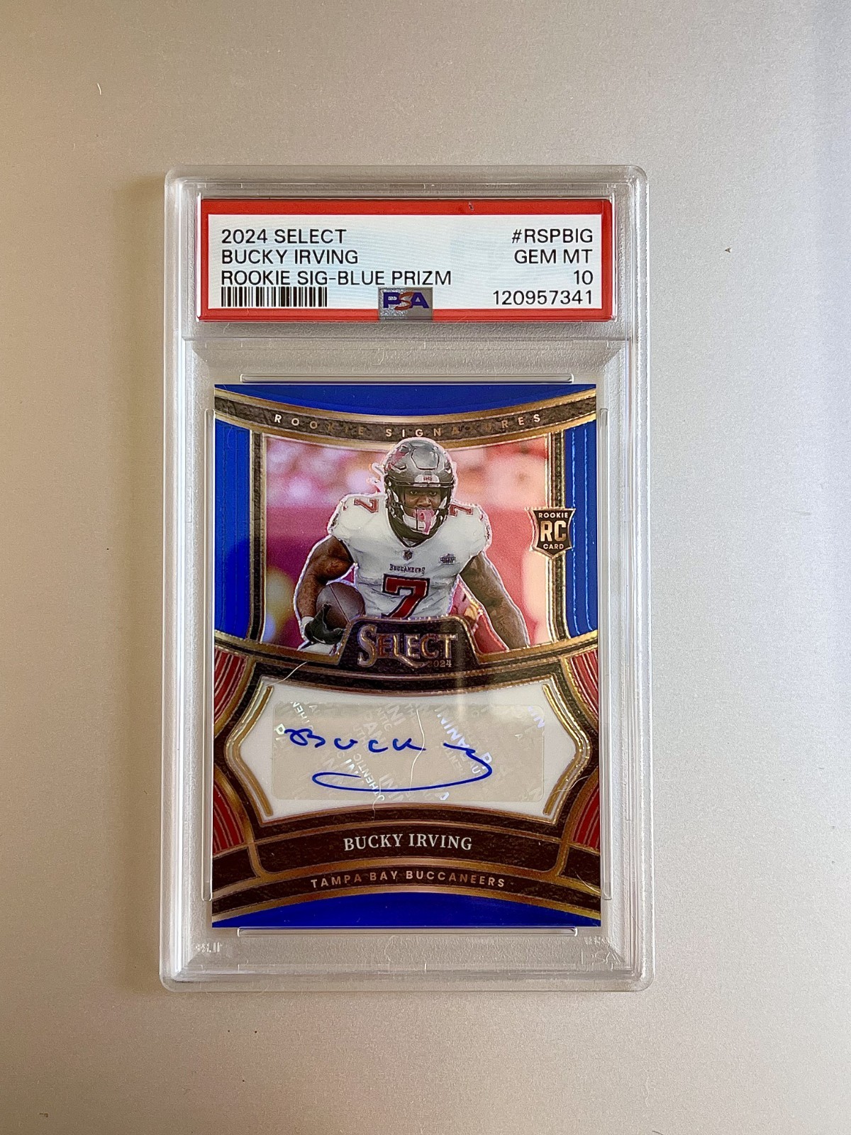 Bucky Irving Panini Select Rookie Signatures #RSPBIG Blue Prizm