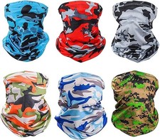 6 Pieces Sun UV Protection Face Mask Neck Gaiter Windproof Scarf Camouflage