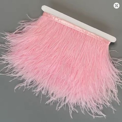 Pink Ostrich Feathers Trim 2 Yards, 5-7inch Feather Plumes, Dress, Sewing, DIY