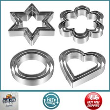 12PCS Cookie Cutter Set   Heart, Star, Round, Flower Shapes for Baking