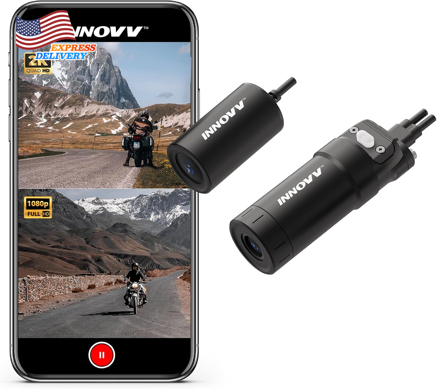 K6 Motorcycle 2K QHD Dash Cam Dual STARVIS IMX335 IMX307 2K+1080P Front & Rear