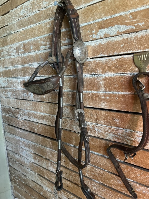 Vintage Les Garcia Sterling Silver Headstall with sterling chinstrap 