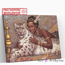 Paint By Numbers Kit Woman Animal Abstract Art Beginner Adult Painting Acrylic