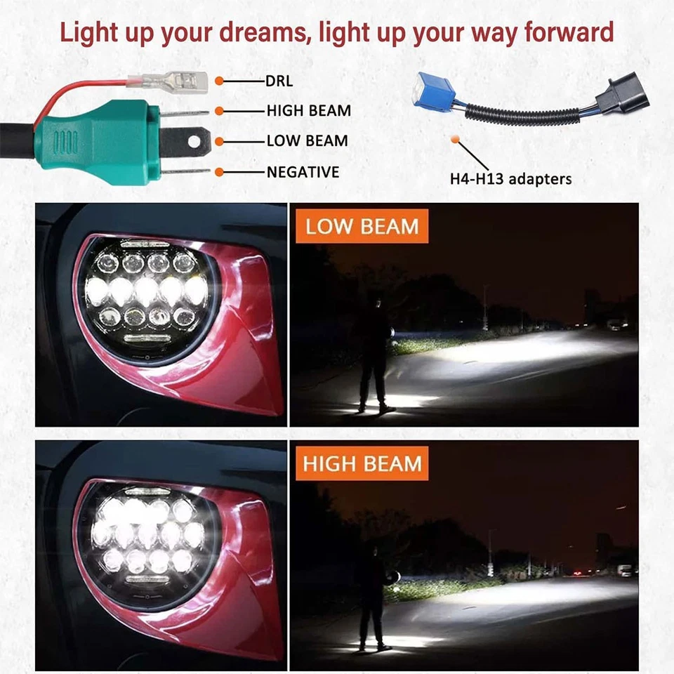 2x 7" inch LED Headlights Hi/Lo Sealed DOT Lamp for 1967-1981 Chevrolet Camaro - Image 2 of 4