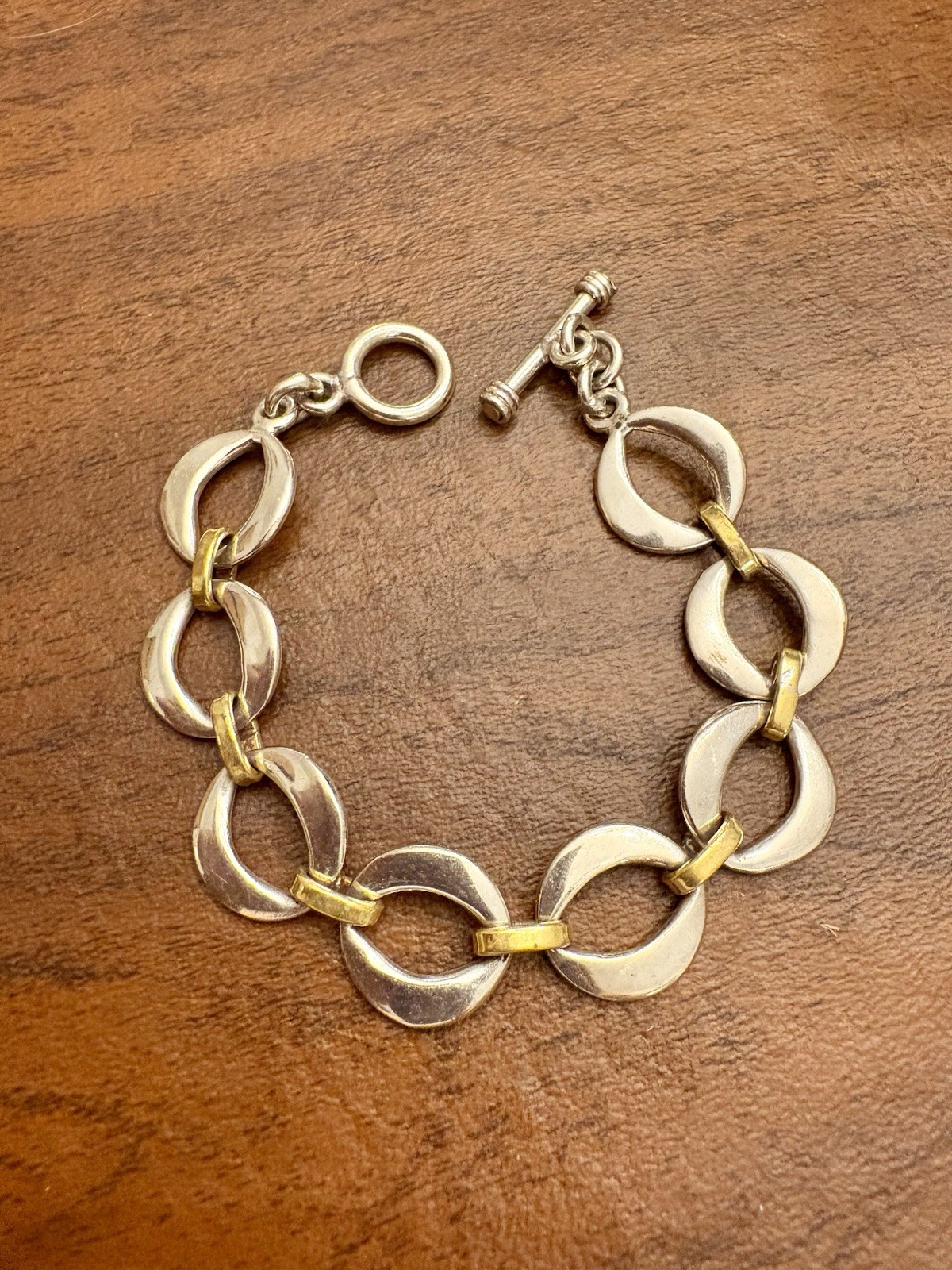 Solid Sterling Silver 925 and Brass Bracelet 7.5 … - image 1