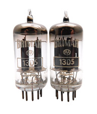 Matched Pair Brimar 13D5 ECC82 12AU7 Long Plate Halo Getter Valves Used (V2) #4