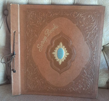 Vintage Brown Embossed Scrapbook Album Ornate w/Cards