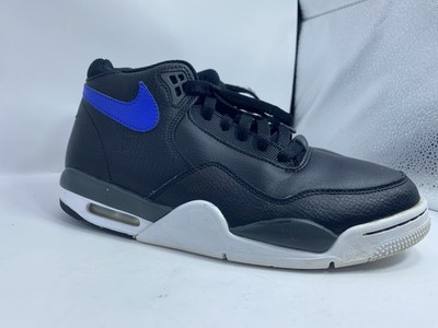 Nike Flight Legacy Leather Black Hyper Blue Basketball Shoes BQ4212-003 Men's 8