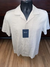 NWT BYLT Shirt Mens Small Latte Paloma 2.0 Short Sleeve Button Up Premium Basic