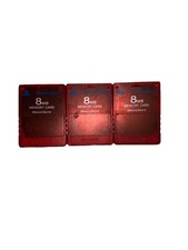 3X Sony PlayStation 2 Translucent Red 8mb Memory Cards