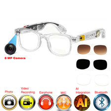 4K HD Smart Glasses AI Camera Bluetooth Call Voice Assistant and Earphone