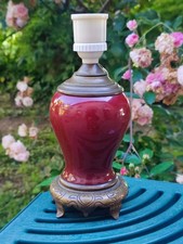 ANCIENNE LAMPE DE CHEVET PORCELAINE CHINOISE SANG DE BOEUF ET