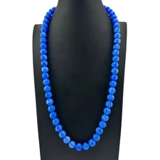Vintage Blue Lucite Mid Century Modern Retro Beaded 24" Fashion Necklace