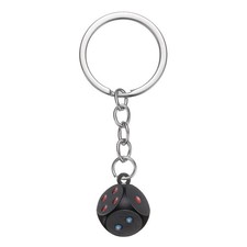 Retro Lucky Dice Keychain Charm Keyrings with Pendant, Black