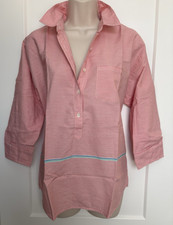 Camisa J Crew Blusa Náutica Roja y Blanca Top Talla 8 Rayas Manga 3/4