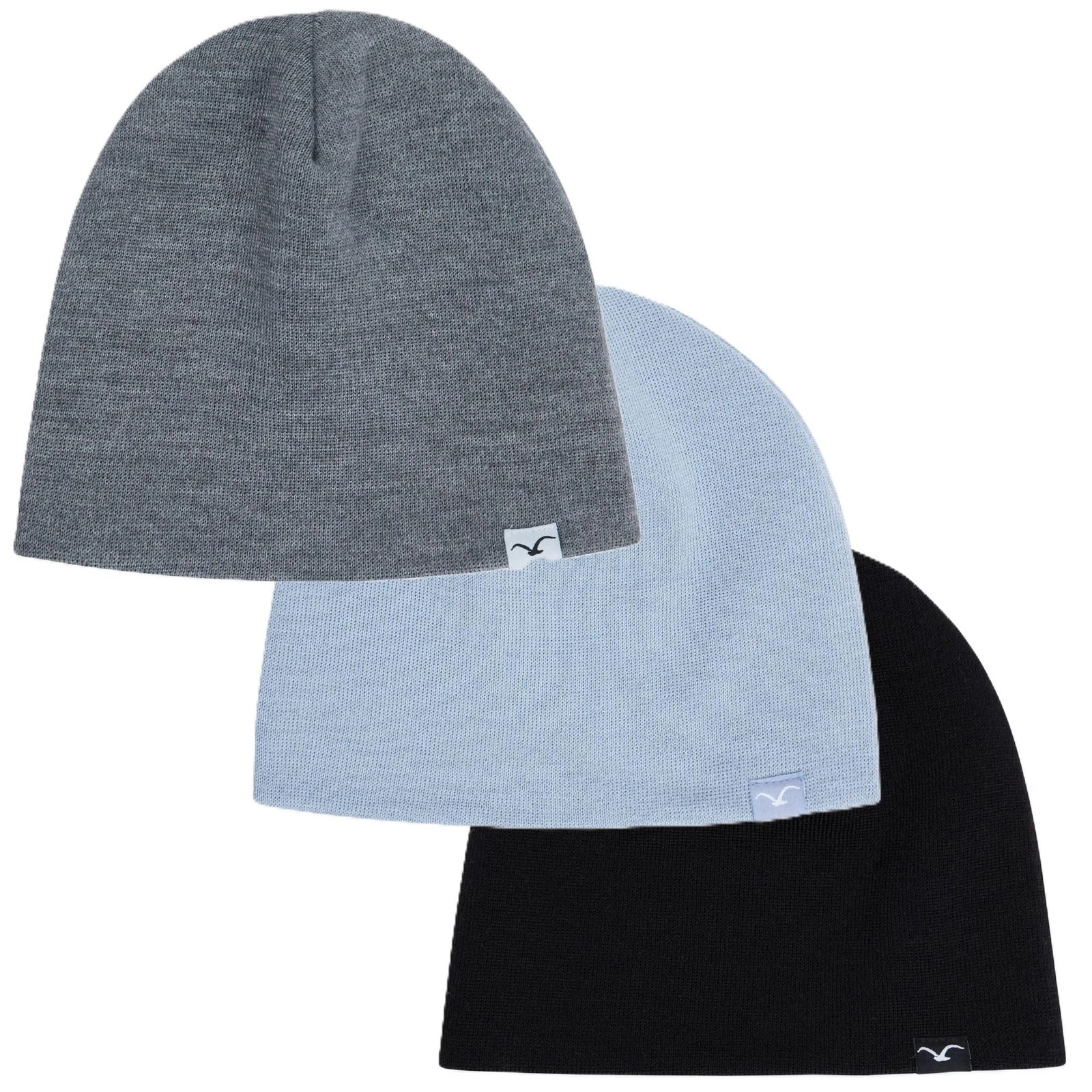 Cleptomanicx Beanie Fine Unisex Knitted Seagulls Logo Label Patch Novelty Flat
