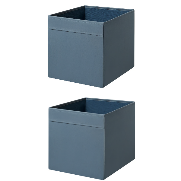 2x IKEA Fabric Storage Box Blue 13x15x13
