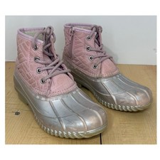 Magellan Outdoors Girls Pink Quilted Metallic Silver Duck Boots 160662 Size 2