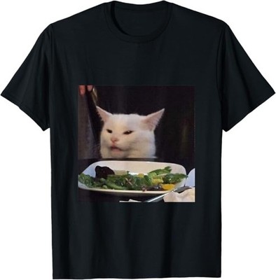 Dinner Table Cat Meme Internet Yelling Confused Gift T-Shirt , Unisex