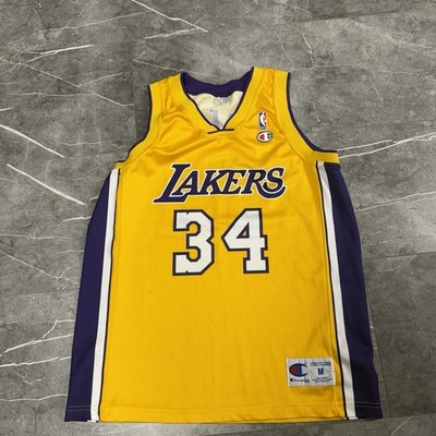 Champion Shaquille O'Neal 90s Vintage LA Lakers Jersey Trikot gelb gold SHAQ M