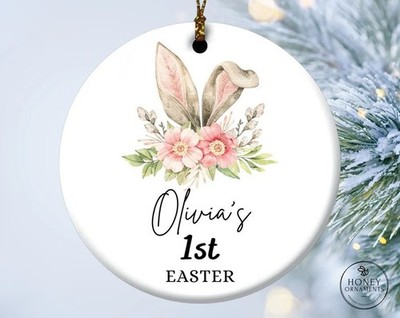 My First Easter Ornament, Custom New Baby Girl Name Ornament, Easter , Person...