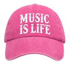 Music Is Life Vintage Washed Baseball Cap, Music Lover Statement Dad Hat
