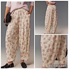 NWT ANTHROPOLOGIE Maeve Floral STRETCH Lace OVERLAY Balloon Pants IVORY M