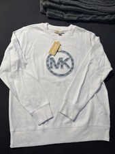 Michael Kors White Sweatshirt Crewneck Soft Cotton Blend Small, Needs Washed