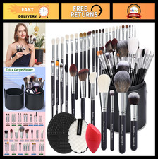 Deluxe 34-Piece Professional Makeup Brush Set - Real Goat  Pony Hair, Large Hol