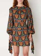 NWT Farm Rio Black Boho Panther Lenzing Ecovero Viscose Mini Dress Med MSRP $245