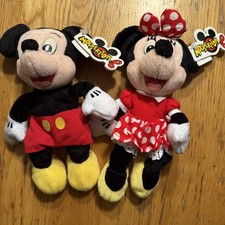 NWT VTG Disney Mouseketoys Mickey  Minnie Mouse Beanie 9" Plush 2 Piece Lot