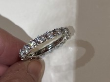 QVC Rhodium Plated Sterling Silver 6ct Diamonique Eternity Ring - STONE MISSING