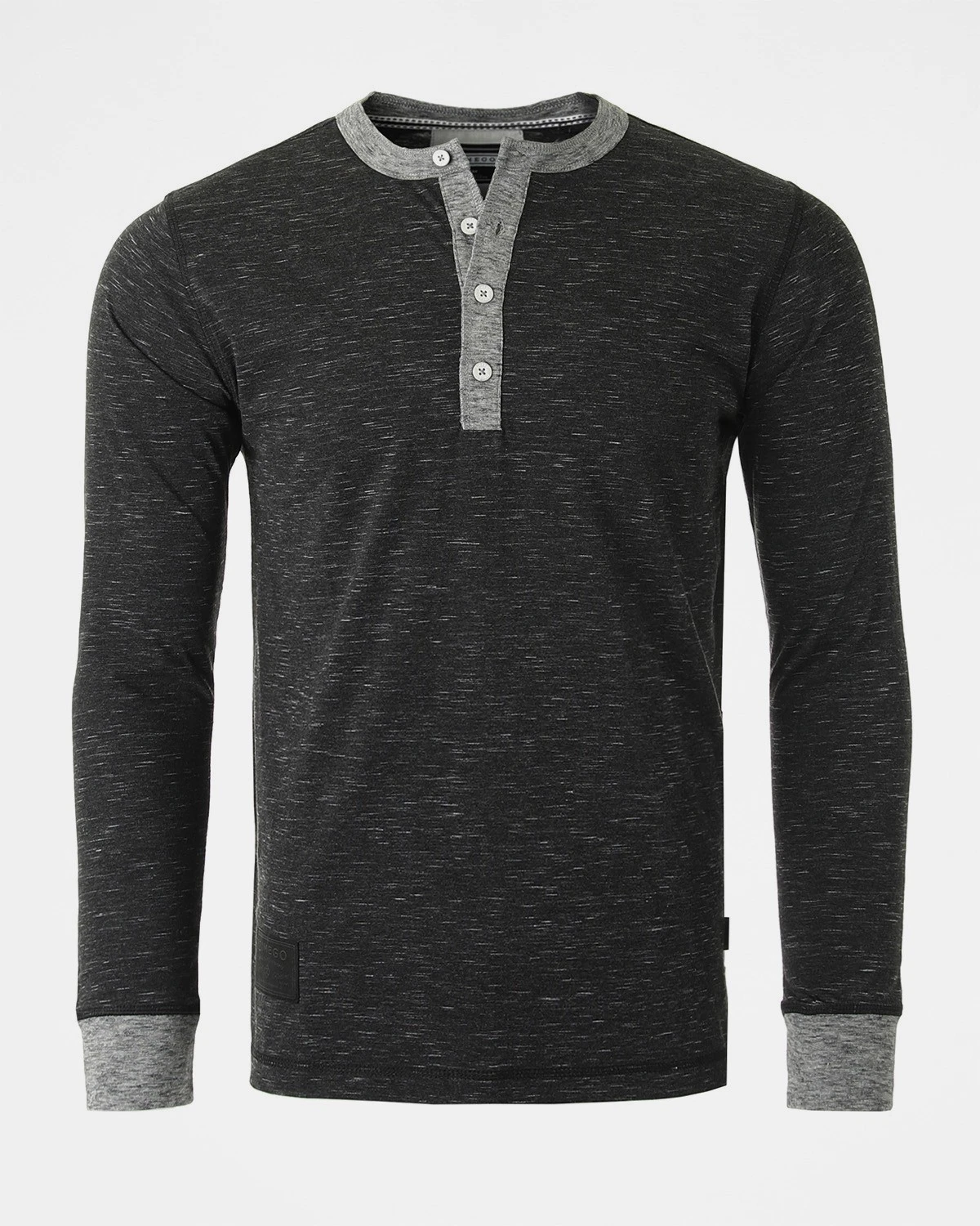 ZIMEGO Mens Long Sleeve T-Shirt - Contrast Casual Button Henley Shirt for Men
