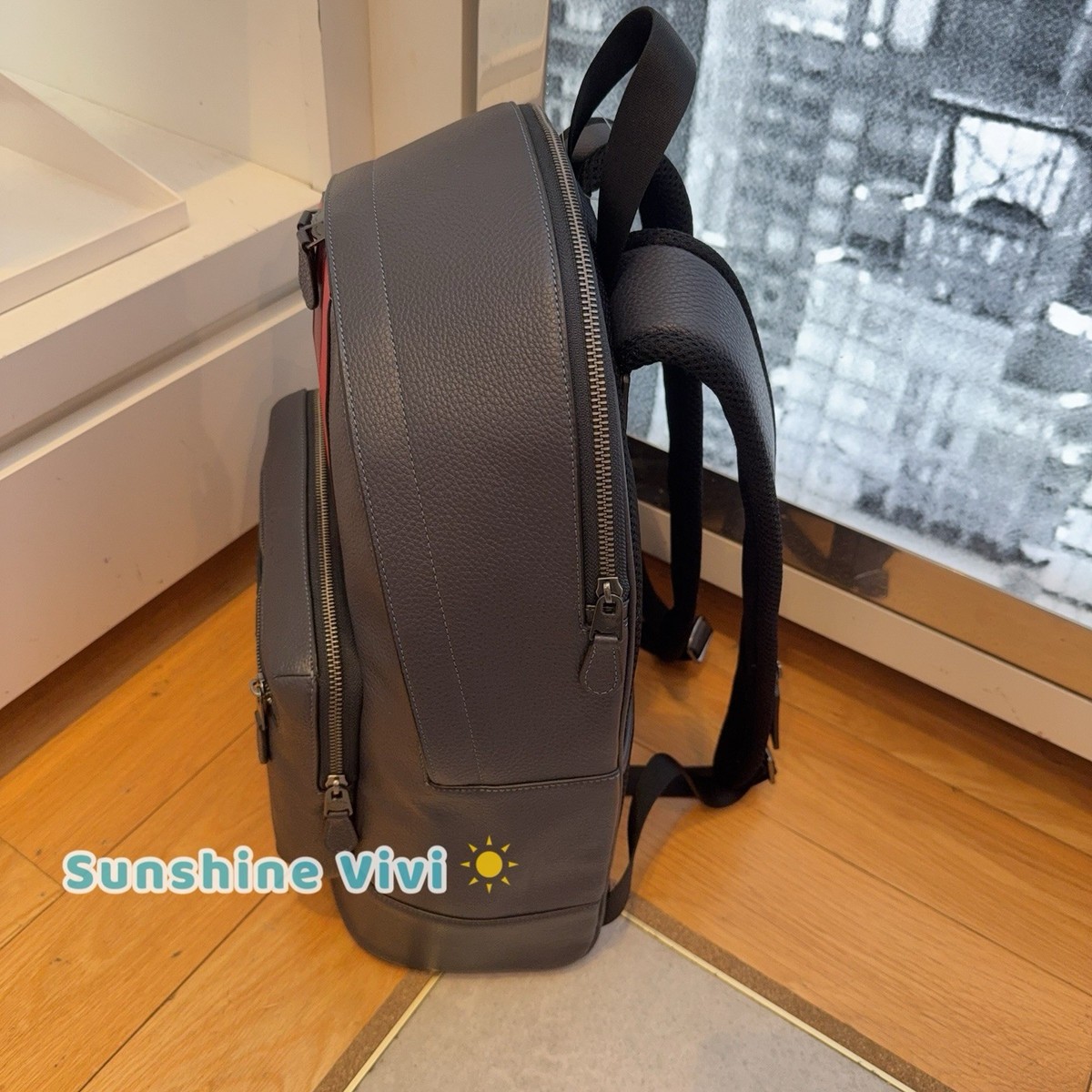 Perfect Condition!!!! Coach Navy and Tan Sawyer Canvass/ Leather Medium Backpack NWT Coach West Backpack Signature Canvas With Varsity Stripe  main image 4