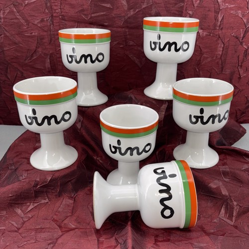 Vintage Baldelli Ceramic Vino Modernist Italy Wine Glass/Goblet Set Of 6 MCM EUC