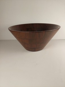 Vintage Mid Century Modern Burl Walnut 107 Salad Serving Bowl