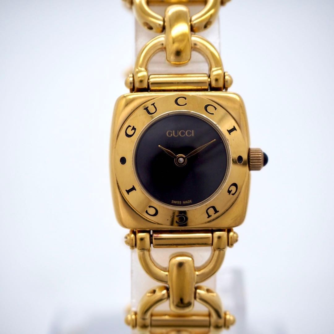 GUCCI 6400L Watch Gold Black Vintage Japan Womens Analog Quartz Elegant thumbnail 5