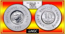 FRANCE 1909 10-Centimes Essai / Pattern by Dubois / Rude Maz-2283 NGC 65 Finest