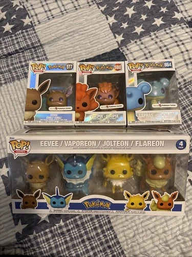 Funko Eevee, Vaporeon ,Jolteon, Flareon, Pokemon Center Eevee, Vulpix, LaprasNEW