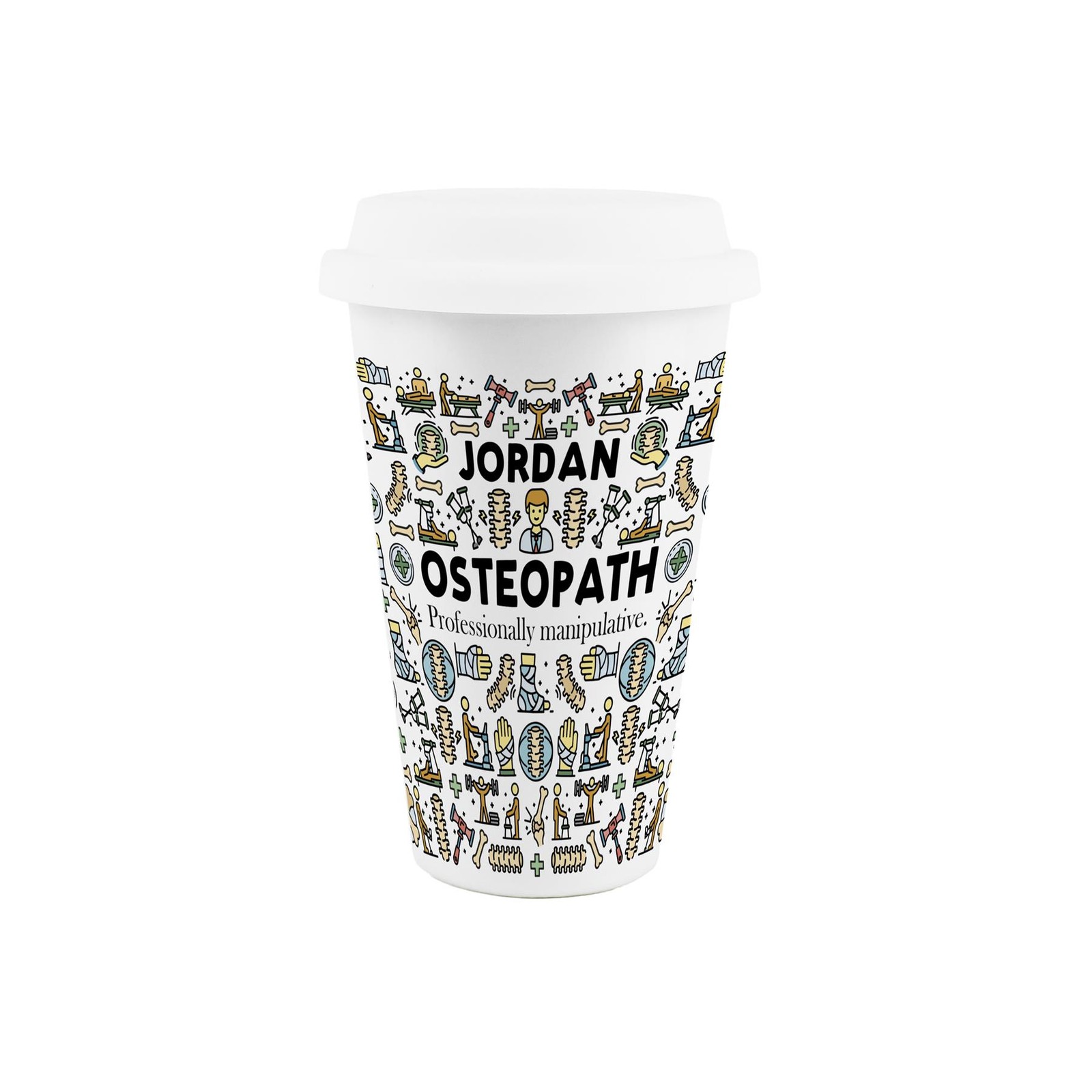 Personalised Osteopath Ceramic Travel Mug - Novelty Trades Reusable Mug Gift