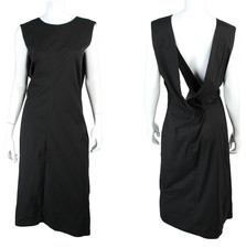 JIL SANDER Black Cotton Poplin Backless Sleeveless A-Line Dress 40