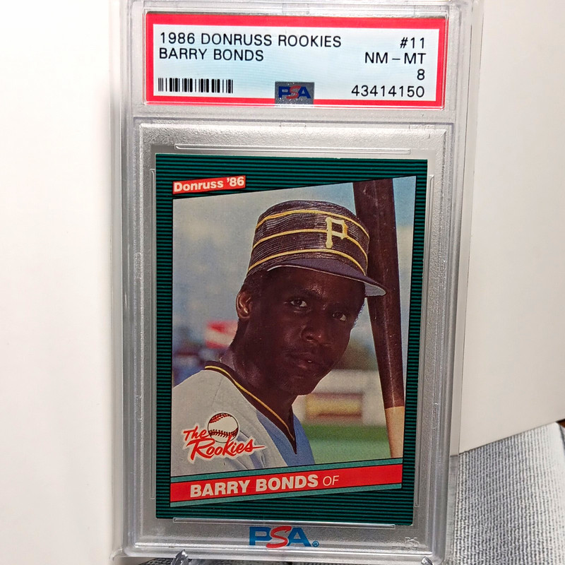 Donruss 1986 The Rookies Barry Bonds Pittsburgh Pirates RC #11 PSA 8