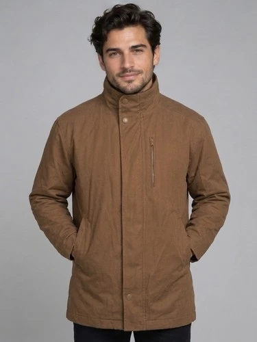 Rainforest Mens Large Tan Faux Suede Insulated Field Jacket Faux Sherpa Collar - product listing photo