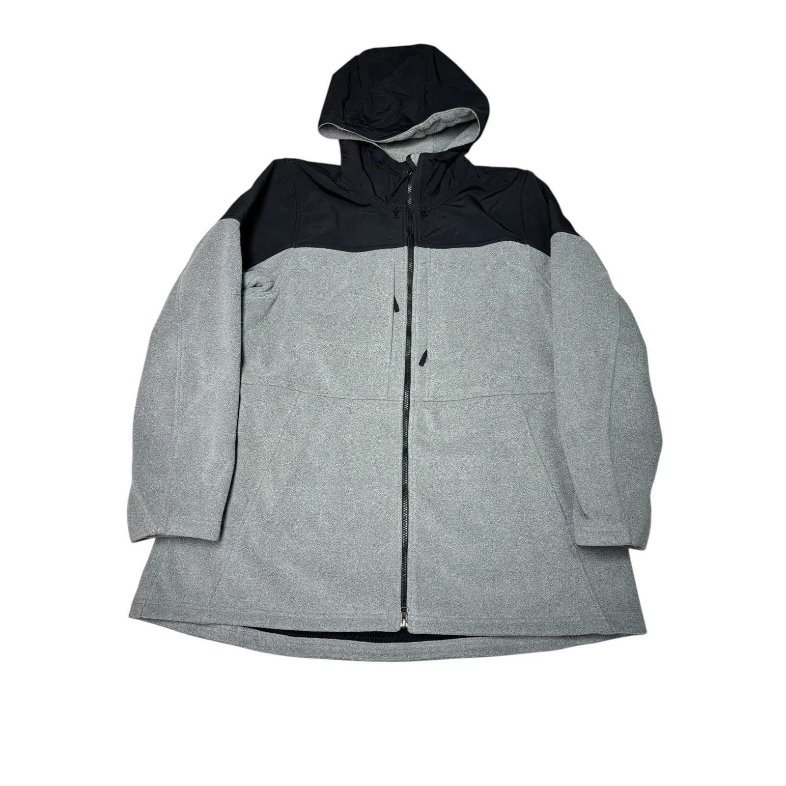 Duluth Trading Co Mens Fleece Lined Hooded Jacket Gray Black Size 1X