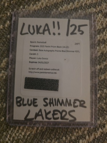 2025 Panini Prizm Black LUKA DONCIC Blue Shimmer FOTL Auto /35 REDEMPTION Lakers