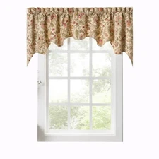 Ellis Curtain Regency Swag Shaped 3" Rod Pocket Valances 50" x 30" Antique