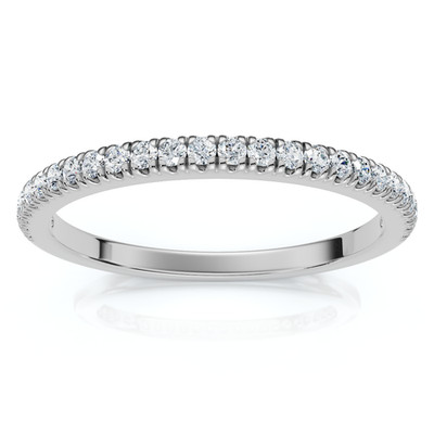 Pavé Diamant dünner vorsteckbarer Ehering 14k Gold oder Platin Lab Grown EF/VS