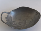 Antique Art Nouveau Pewter Tray With Horse Chestnut Leaves And Nuts Decoration